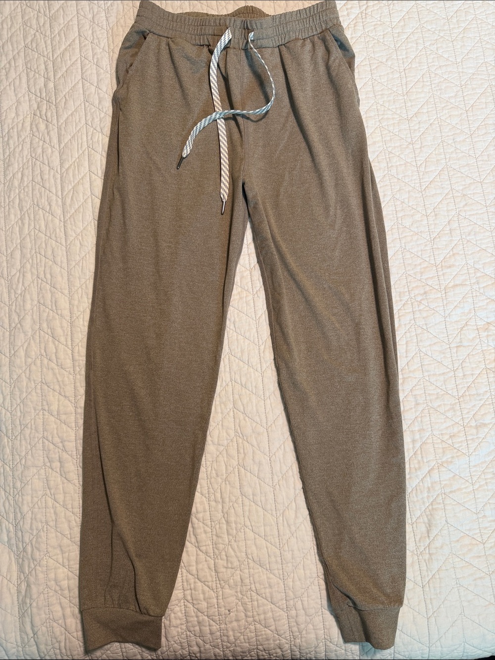 Kids Olive Jogger Sweatpants with Striped Drawstring